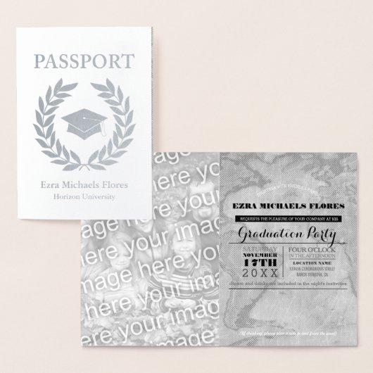 Graduation Party Pass Silberfolie Foil Card Folienkarte (Anzeige)