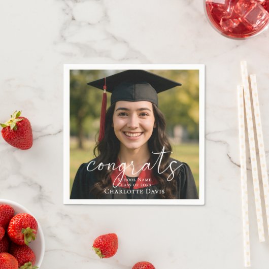 Graduation party photo script congrats serviette (Beispiel)
