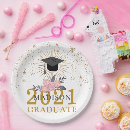 Graduation Party Pink Gold Class of 2021 Pappteller (Party)
