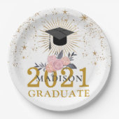 Graduation Party Pink Gold Class of 2021 Pappteller (Vorderseite)