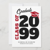 Graduation Party Red Black Einladung (Vorderseite)