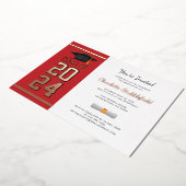 Graduation Party Red Script Grad 2025 Rose Gold Folieneinladung (Gedreht)