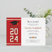 Graduation Party Red Script Grad 2025 Rose Gold Folieneinladung (Stehend vorne)