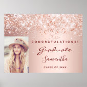 Graduation Party Rose Gold Glitzer Staub Foto 2022 Poster (Vorne)