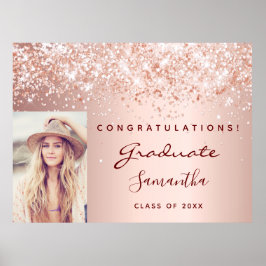 Graduation Party Rose Gold Glitzer Staub Foto 2022 Poster