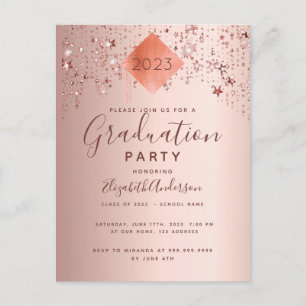 Graduation Party Rose Gold Topper Stars 2025 Postkarte