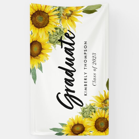 Graduation Party Script Celebration Sonnenblume Banner (Vertikal)