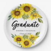 Graduation Party Script Celebration Sonnenblume Pappteller (Vorderseite)