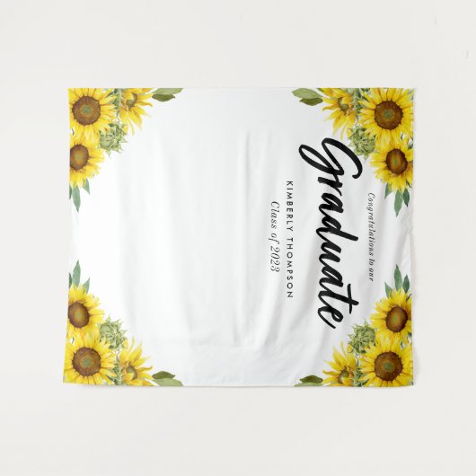 Graduation Party Script Celebration Sonnenblume Wandteppich (Vorderseite (Horizontal))