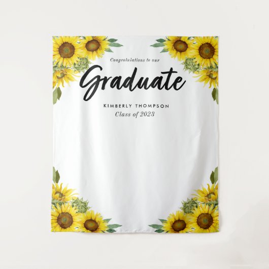 Graduation Party Script Celebration Sonnenblume Wandteppich (Vorderseite)