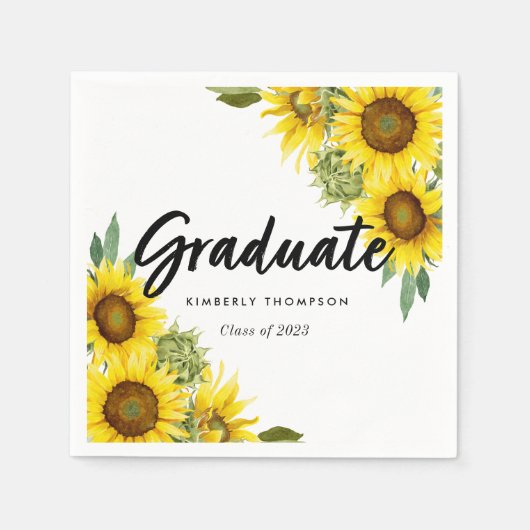 Graduation Party Script Celebration Sonnenblumen C Serviette (Vorderseite)