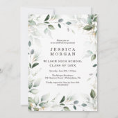 Graduation Party Script mit Foto Greenery Einladung (Rückseite)