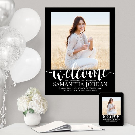 Graduation Party Script Willkommen Modernes Foto S Poster