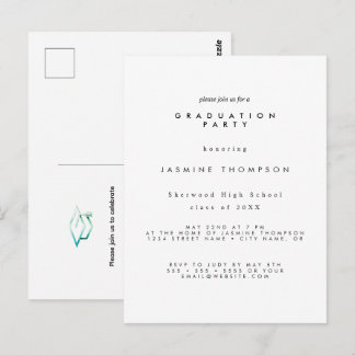 Graduation Party Simple Elegant Invite Postkarte