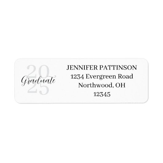 Graduation Party Simple Modern Return Address (Vorne)