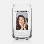 Graduation Party Simple Modern Script Foto Black Dosenglas (Vorderseite)