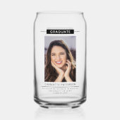 Graduation Party Simple Modern Script Foto Black Dosenglas (Rückseite)
