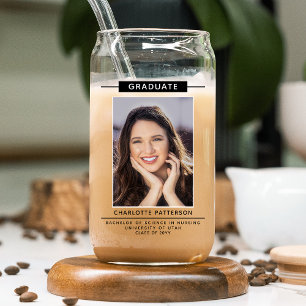 Graduation Party Simple Modern Script Foto Black Dosenglas