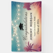 Graduation Party String Lights Summer Palm Trees Banner (Vertikal)