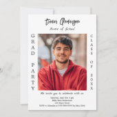 Graduation Party white black Foto class of 2025 Einladung (Vorderseite)