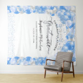 Graduation Party White Blue Balloons Streamer Wandteppich (Beispiel (Horizontal))