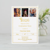 Graduation party white gold photo luxury folieneinladung (Stehend vorne)