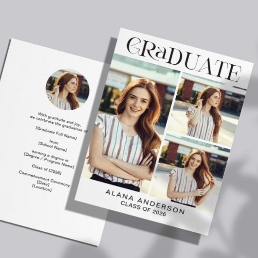 Graduation Photo Announcement Modern Collage Ankündigung