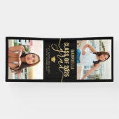 Graduation Photo Black and Gold Elegant Banner (Horizontal)