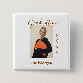 Graduation photo brown golden year 20XX namesimple Button