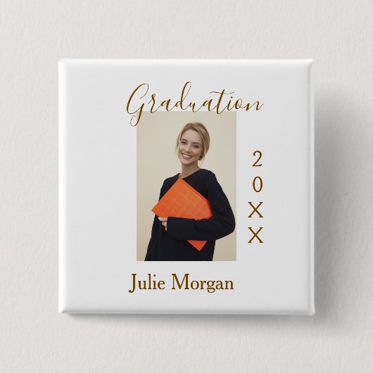 Graduation photo brown golden year 20XX namesimple Button (Vorderseite)