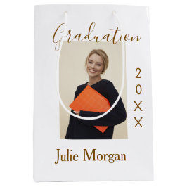 Graduation photo brown golden year 20XX namesimple Mittlere Geschenktüte