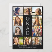 Graduation Photo Collage Black Ankündigung (Vorderseite)