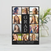 Graduation Photo Collage Black Ankündigung (Stehend Vorderseite)