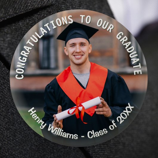 Graduation Photo Custom Text Graduate Keepsake Button