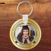 Graduation Photo Gold Tone Grad Cap Class Year Schlüsselanhänger (Vorderseite)