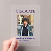 Graduation photo name class of 20XX blue simple bo Acryleinladungen (Insitu (Handheld))
