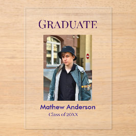 Graduation photo name class of 20XX blue simple bo Acryleinladungen