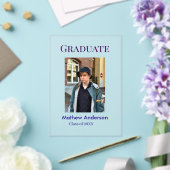 Graduation photo name class of 20XX blue simple bo Acryleinladungen (In Situ (Hochzeit))