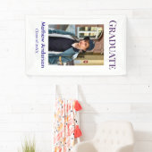 Graduation photo name class of 20XX blue simple bo Banner (Insitu)
