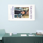 Graduation photo name class of 20XX blue simple bo Banner (Messeveranstaltung)