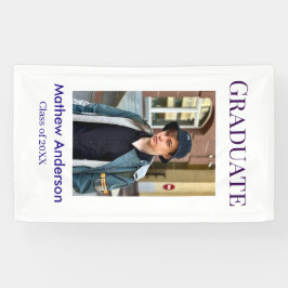 Graduation photo name class of 20XX blue simple bo Banner