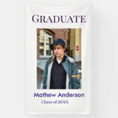 Graduation photo name class of 20XX blue simple bo Banner (Vertikal)