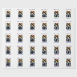 Graduation photo name class of 20XX blue simple bo Geschenkpapier