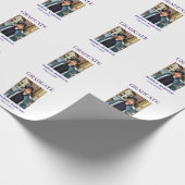 Graduation photo name class of 20XX blue simple bo Geschenkpapier (Ecke)