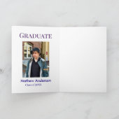 Graduation photo name class of 20XX blue simple bo Karte (Innenseite)