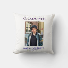 Graduation photo name class of 20XX blue simple bo Kissen