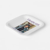 Graduation photo name class of 20XX blue simple bo Pappteller (Gewinkelt)