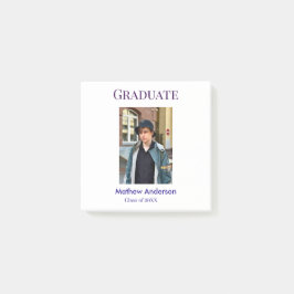 Graduation photo name class of 20XX blue simple bo Post-it Klebezettel