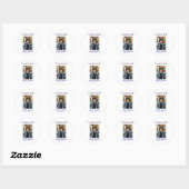 Graduation photo name class of 20XX blue simple bo Runder Aufkleber (Blatt)