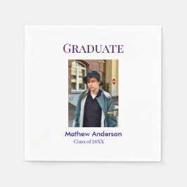 Graduation photo name class of 20XX blue simple bo Serviette